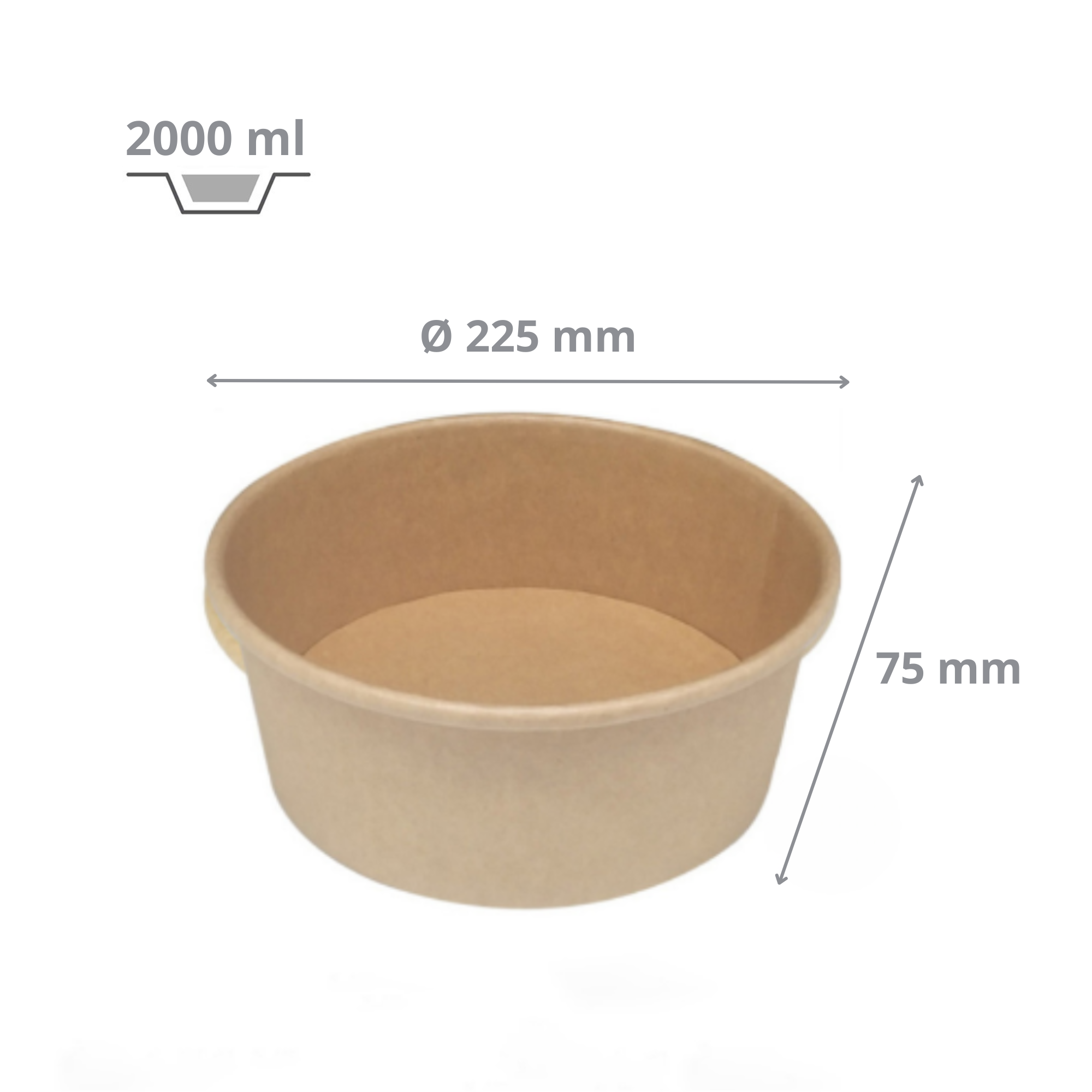 Pot salade en carton kraft brun 2000 ml